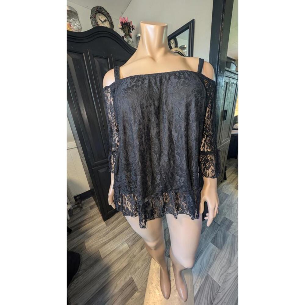 Lane Bryant Black Lace Off-Shoulder Blouse – Size 22/24